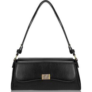 Vintage Small Black Shoulder Bag for Women Zipper Closure and Classic Design